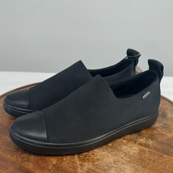 Ecco Shoes Wm 38 (US 7-7.5) Soft 7 Black Slip On Sneaker Gtx Waterproof Loafer